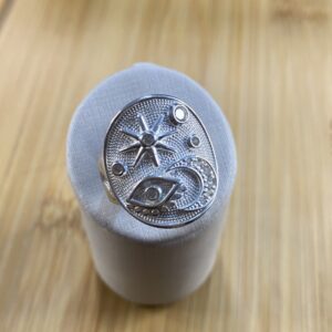 Anel Místico Ajustável com Olho, Lua e Estrela — Prata 925