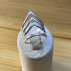 Anel Chevron Quádruplo Ajustável — Prata 925