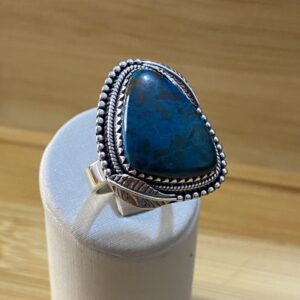 Anel Turquesa Gota com Folhagem Trabalhada — Prata 925 - Tam 20