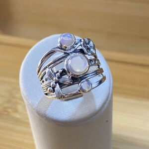 Anel Opala Boreal — Prata 925 Trabalhada - Tam 19