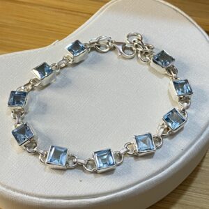 Alternative view of Pulseira de Topázio Azul Quadrado – Prata 925 – 18 cm + extensor
