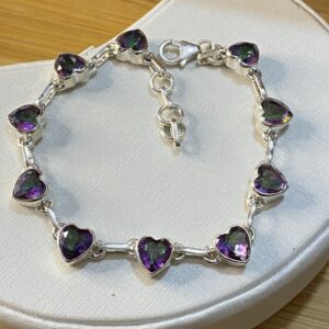 Pulseira de Corações de Topázio Místico – Prata 925 – 18 cm + extensor