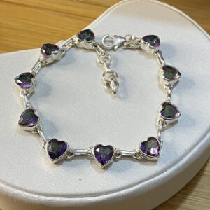 Alternative view of Pulseira de Corações de Topázio Místico – Prata 925 – 18 cm + extensor