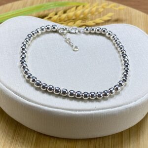Pulseira de Bolinhas de 3mm - Prata 925 - Tamanho 19 cm + extensor