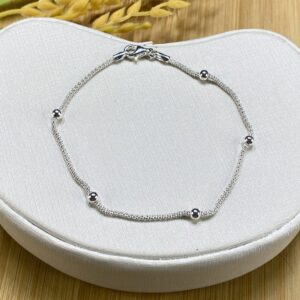 Pulseira Pipoquinha com Bolinha - Prata 925 - Tam 18cm