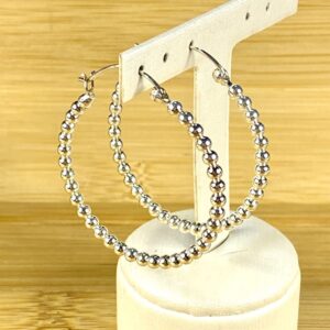 Brinco Argola de Bolinha - Prata 925 - 4cm