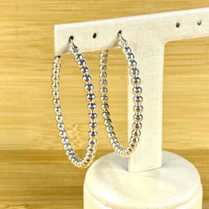 Alternative view of Brinco Argola de Bolinha - Prata 925 - 4cm