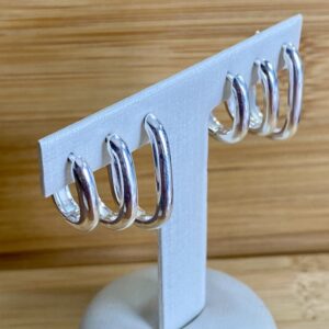 Alternative view of Brinco Retangular em Prata 925 - 3 Tamanhos