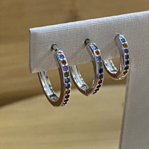 Alternative view of Trio de Brincos Com Zircônias Coloridas - Prata 925