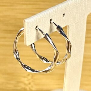 Brinco Argola - Aro Torcido - De Encaixe - Prata 925 - Tam 2cm