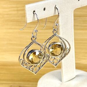 Brinco de Anzol Com Citrino - Prata 925