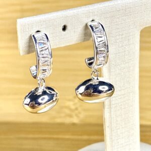 Brinco de Zircônias com Pingente - Prata 925