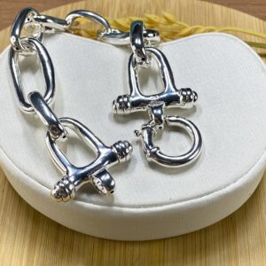 Pulseira de Elos Longos e Fecho Boia - Eletroformação - Prata 925 - Tam 21 cm