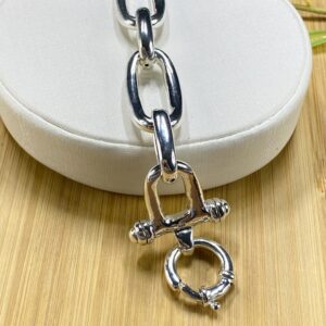 Alternative view of Pulseira de Elos Longos e Fecho Boia - Eletroformação - Prata 925 - Tam 21 cm