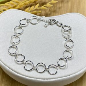 Pulseira de Elos Redondos - Prata 925 - Tam 19 cm