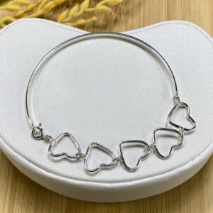 Pulseira Bracelete Corações Vazados – Prata 925