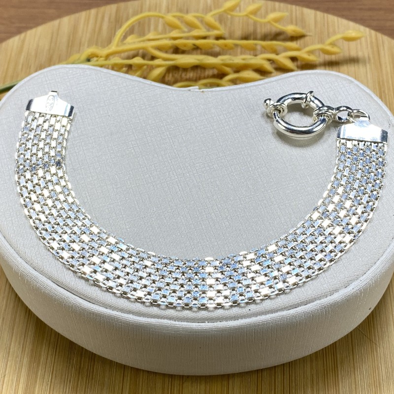 Pulseira Esteira em Malha Italiana com Fecho Boia - Tam 18 cm