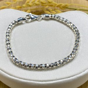 Pulseira Pipoca Diamantada - Prata 925 - Tam 19 cm
