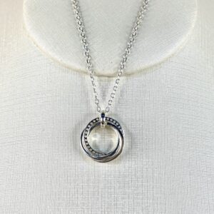 Corrente Delicada com Pingente 3 Aros (Lisos e com Zircônia) – Prata 925 – 40 cm