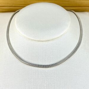 Alternative view of Corrente Pipoca Achatada – Prata 925 – 4,5 mm – 45 cm