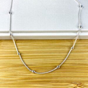 Corrente Pipoquinha com Bolinhas – Prata 925 – 45 cm
