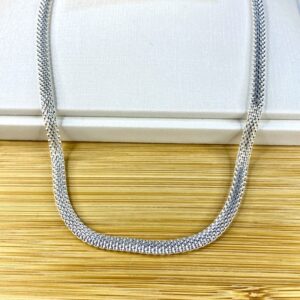 Corrente Pipoca Achatada – Prata 925 – 4,5 mm – 45 cm