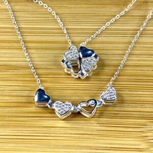 Chocker Trevo Liso, Vazado e com Zircônias – 40 cm – Duas Formas de Uso