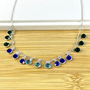 Chocker com Zircônias Azuis e Verdes – 40 cm