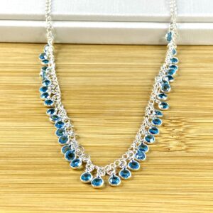 Chocker com Zircônias Azul Piscina – 40 cm + extensor