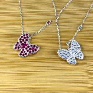 Chocker com Borboletas de Zircônias – Pink ou Cristal