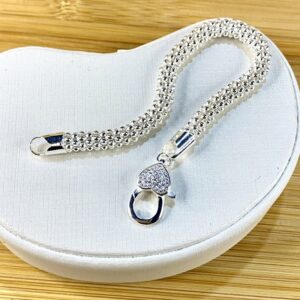 Alternative view of Pulseira Pipocão com Fecho de Coração Cravejado – 19 cm