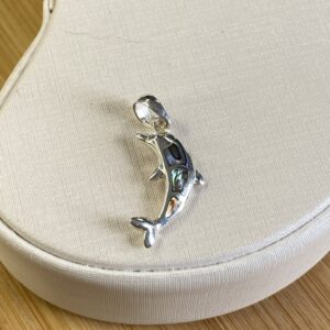 Pingente Golfinho em Abalone - Prata 925 - 2,5 cm