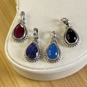 Pingente Gota com Pedras - Prata 925 - Escolha a sua