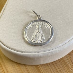 Pingente Medalha N. Sra. Aparecida - Prata 925 - 2cm