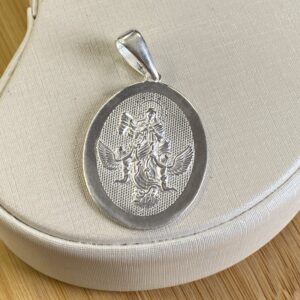 Pingente Medalha Oval N.Sra. Desatadora de Nós - Prata 925 - 3cm