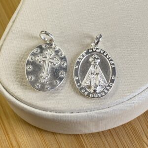 Pingente Oval Nossa Senhora Aparecida - Prata 925 - 2cm