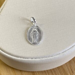 Pingente Oval N. Sra das Graças- Prata 925 - 1,5 cm