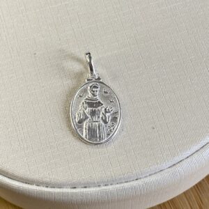 Pingente São Francisco - Medalha Oval - Prata 925 - 2cm