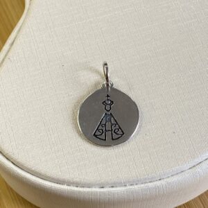 Pingente Medalha N.Sra Aparecida - Prata 925 Envelhecida - 1,5 cm