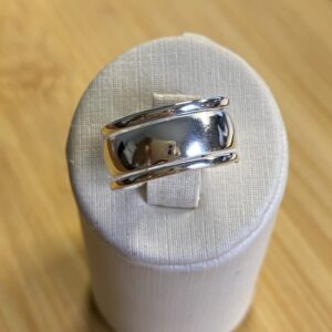 Anel Falange 1 Aro Largo e 2 finos - Prata 925 - Ajustável