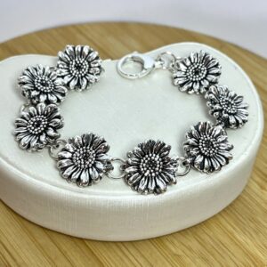 Pulseira de Girassol em Eletroformação – Prata 925 - 20 cm