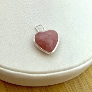 Pingente Coração Quartzo Morango – Prata 925