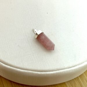 Pingente Ponteira Quartzo Morango P – Prata 925