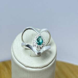 Anel Aro Duplo Gota Acqua Cravejado com Zircõnias Cristal - Prata 925