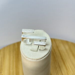 Anel Geométrico com Zircônia - Prata 925