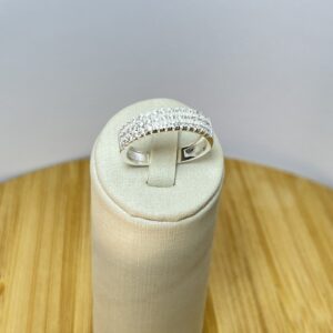 Anel Aparador Largo com 3 Fileiras de Zircônia – Prata 925