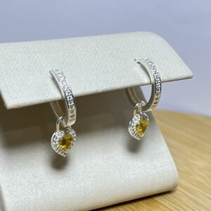 Brinco Click com Coração e  Zircônias Cravejado - Yellow - Prata 925 - Click