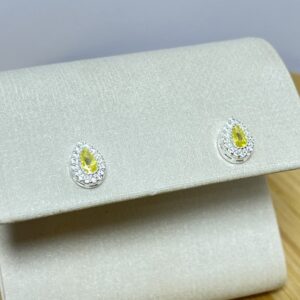 Brinco Gota Yellow Cravejado - Prata 925 - Tarraxa