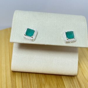 Brinco Quadrado Acqua Cravejado - Prata 925 - Tarraxa