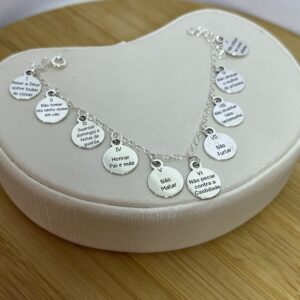 Pulseira 10 Mandamentos - Prata 925 - 16 cm + 2 cm extensor